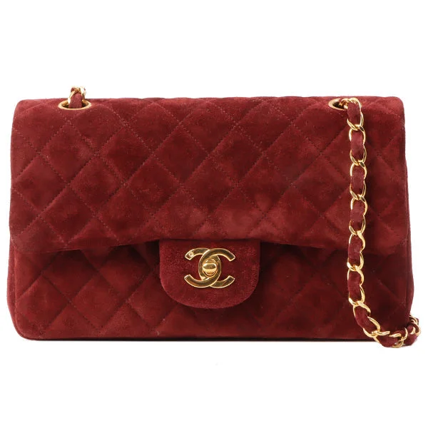 Designer CHANEL bags for formal occasions -Chanel Around 1995 Made Suede Classic Flap Chain Bag 23Cm Red