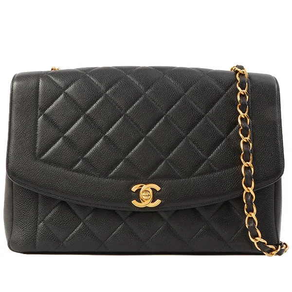 CHANEL bags with classic design -Chanel Around 1996 Made Caviar Skin Diana Flap Chain Bag Black