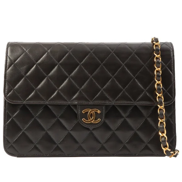 CHANEL large flap bag -Chanel Around 1997 Made Cc Mark Plate Chain Bag Black