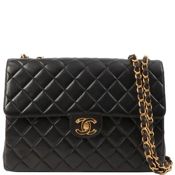 Buy CHANEL bags with soft-touch leather -Chanel Around 1997 Made Classic Flap Chain Bag Jumbo Black