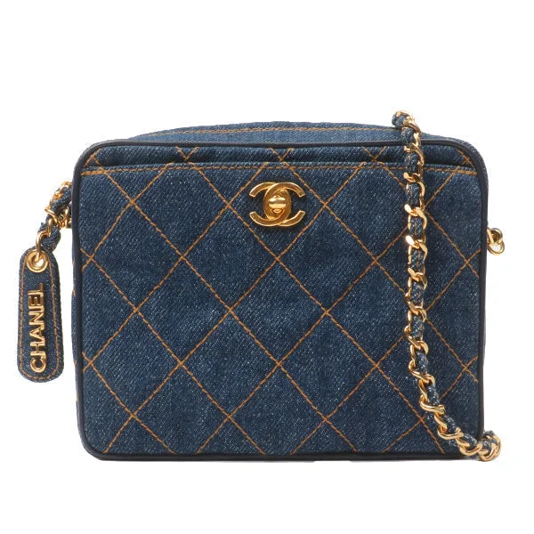 Exclusive CHANEL bags for collectors -Chanel Around 1997 Made Denim Turn-Lock Mini Chain Bag Indigo