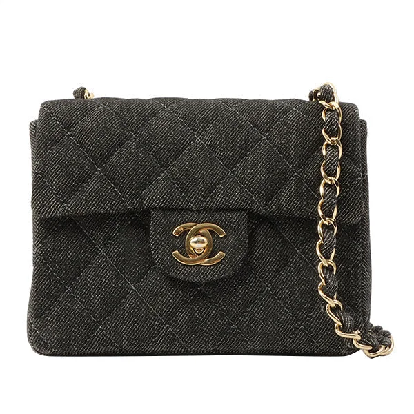 CHANEL bags for every occasion -Chanel Around 1998 Made Denim Classic Flap Chain Bag Mini Black