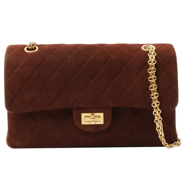 CHANEL bags with bold finishes -Chanel Around 1998 Made Suede 2.55 Classic Flap Chain Bag 25Cm Brown