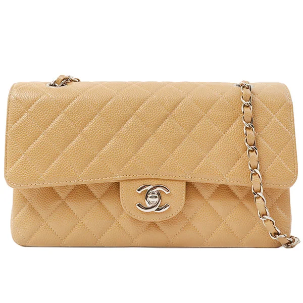 Buy CHANEL bags with sleek hardware -Chanel Around 2000 Made Caviar Skin Classic Flap Chain Bag 25Cm Beige