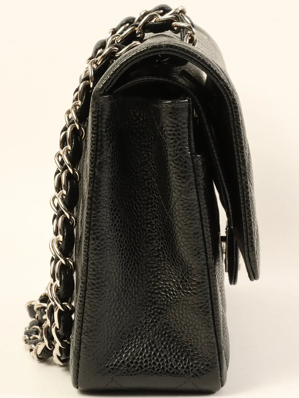 CHANEL bags with adjustable shoulder straps -CHANEL Around 2000 Made Caviar Skin Classic Flap Chain Bag 25Cm Black