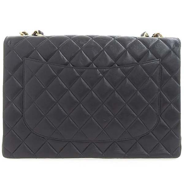 CHANEL double flap bags -CHANEL Around 2000 Made Classic Flap Chain Bag Jumbo Black