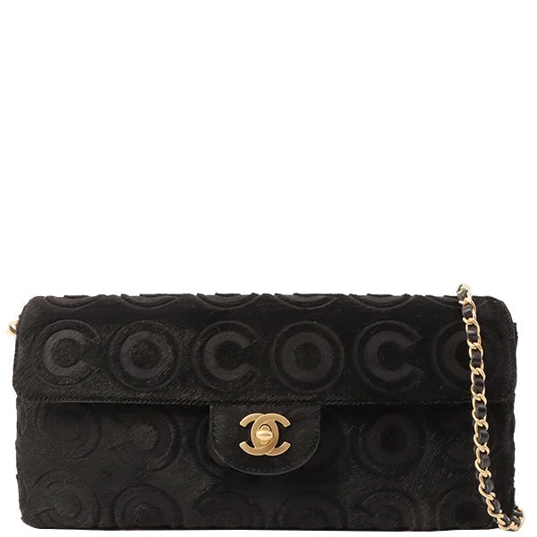 CHANEL bags for sale -Chanel Around 2000 Made Unborn Calf Turn-Lock Logo Chain Bag Black