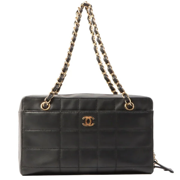 CHANEL bags with elegant chain straps -Chanel Around 2001 Made Chocolate Bar Stitch Cc Mark Plate Chain Bag Black