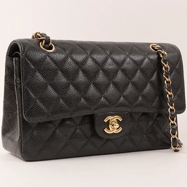 CHANEL bags with vintage look -CHANEL Around 2002 Made Caviar Skin Classic Flap Chain Bag 25Cm Black