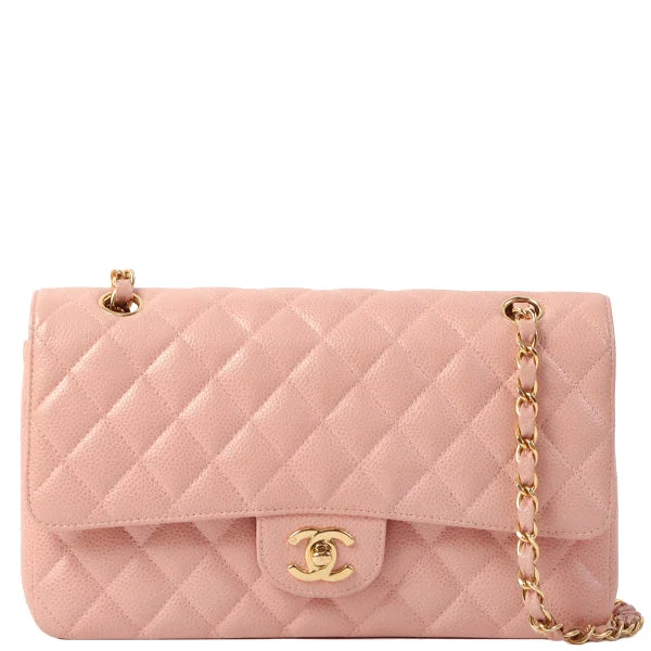 CHANEL bags with unique patterns -Chanel Around 2003 Made Caviar Skin Classic Flap Chain Bag 25Cm Pink