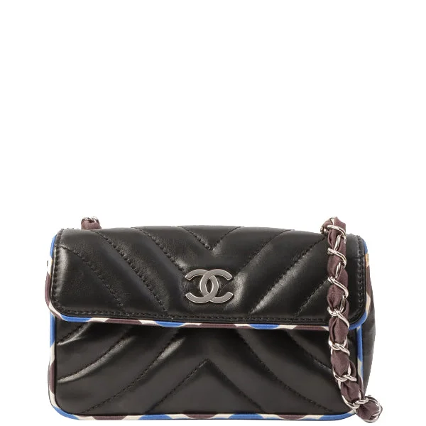 Buy CHANEL handbags online -Chanel Around 2005 Made Chevron Cc Mark Plate Mini Chain Bag Black/Multi