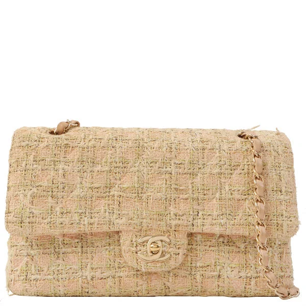 Stylish CHANEL bags with modern appeal -Chanel Around 2006 Made Tweed Classic Flap Chain Bag 25Cm Salmon Pink/Multi