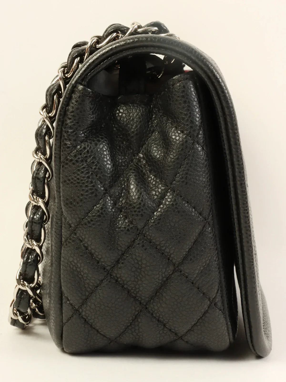 CHANEL bags for high-end fashion lovers -CHANEL Around 2009 Made Caviar Skin Cc Mark Stitch Chain Bag Black