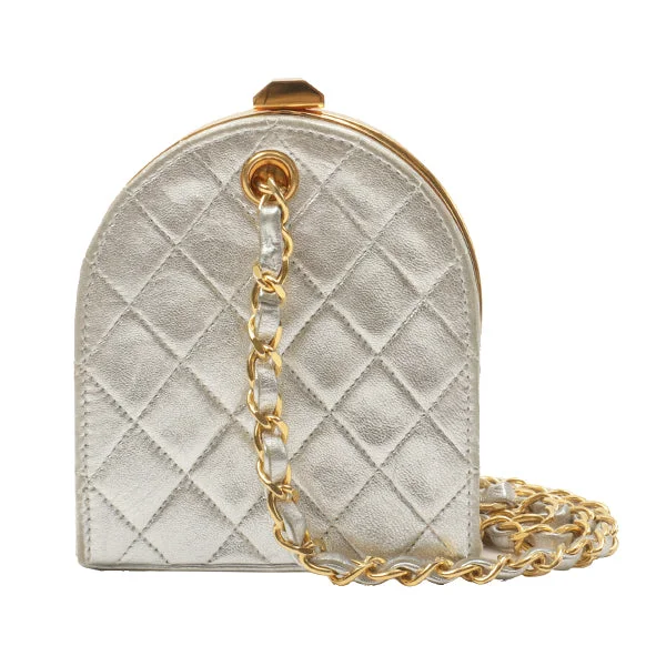 CHANEL bag sale discounts -Chanel Around1990 Made Cc Mark Metal Clasp Chain Bag Silver