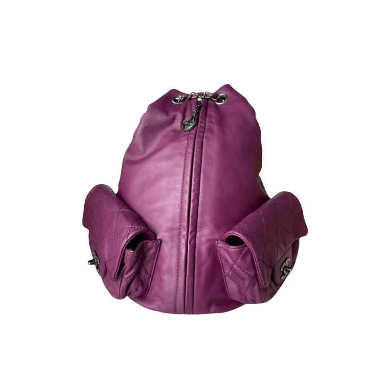 Buy classic CHANEL handbags -Backpack is Back Calfskin Large Purple RHW