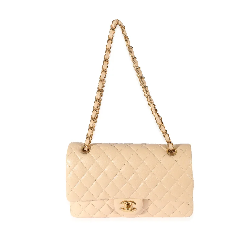 Designer CHANEL handbags for special occasions -CHANEL Beige Lambskin Medium Classic Double Flap