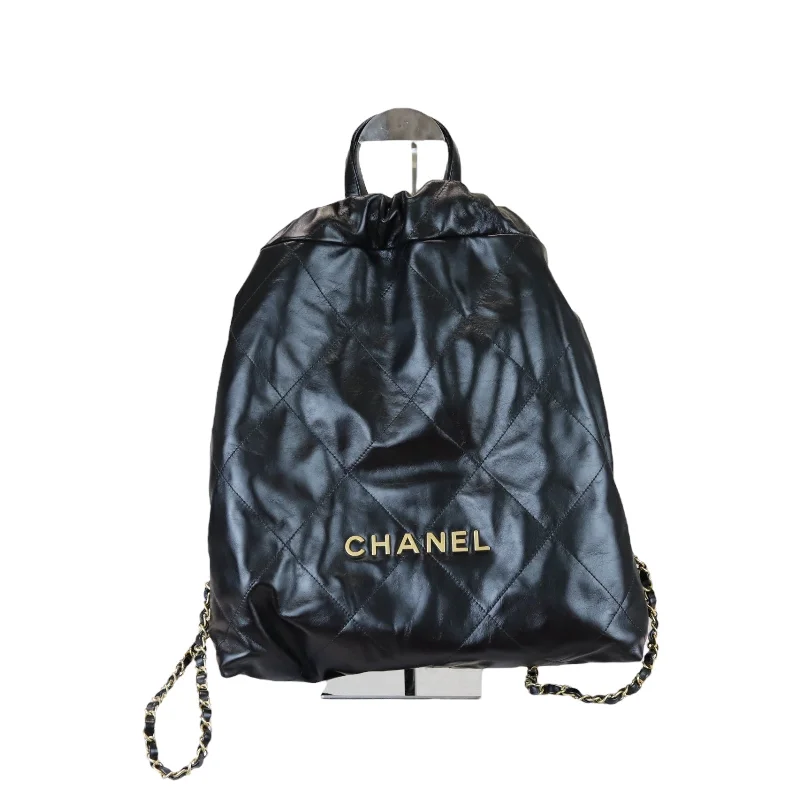 Chic CHANEL handbags for everyday use -Black Quilted 22 Backpack GHW