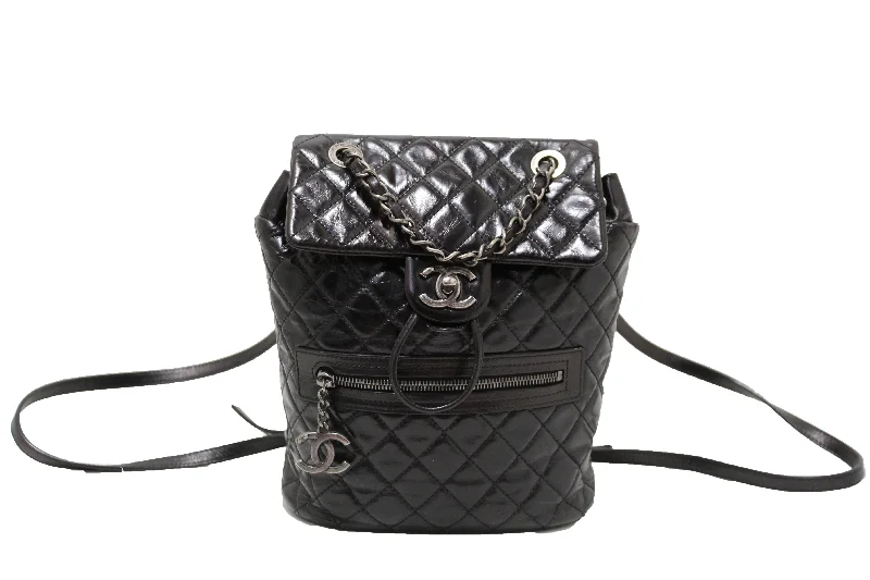 CHANEL bags with leather lining -Chanel Black Quilted Calfskin Leather Small Salzburg Mountain Backpack