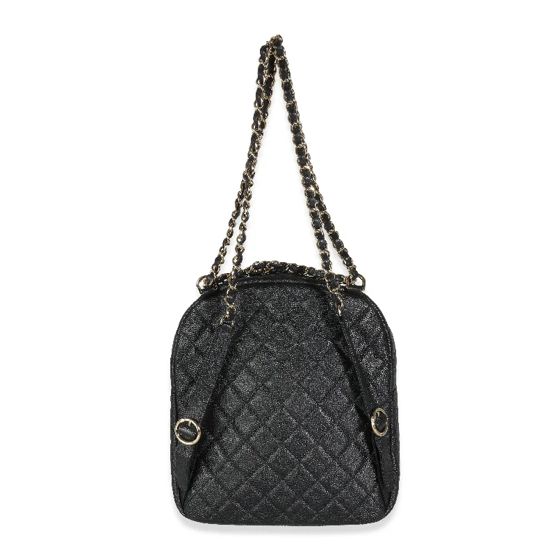 Small CHANEL bags for women -CHANEL Black Quilted Caviar Small Day Backpack