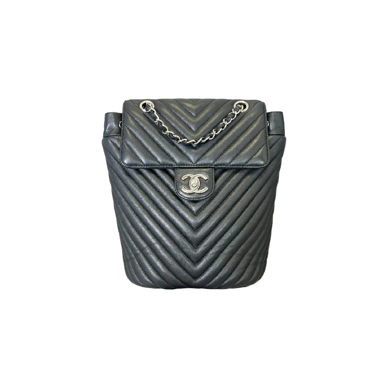 Popular CHANEL bags for fashion lovers -Calfskin Chevron Quilted Small Urban Spirit Backpack Black