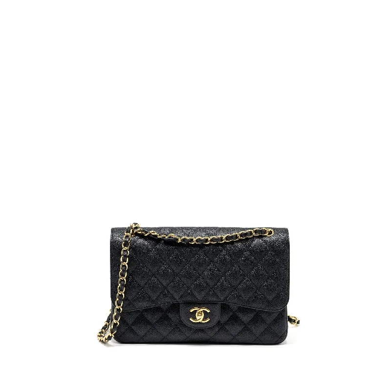 CHANEL evening bags -Chanel Classic jumbo double flap bag caviar black GHW