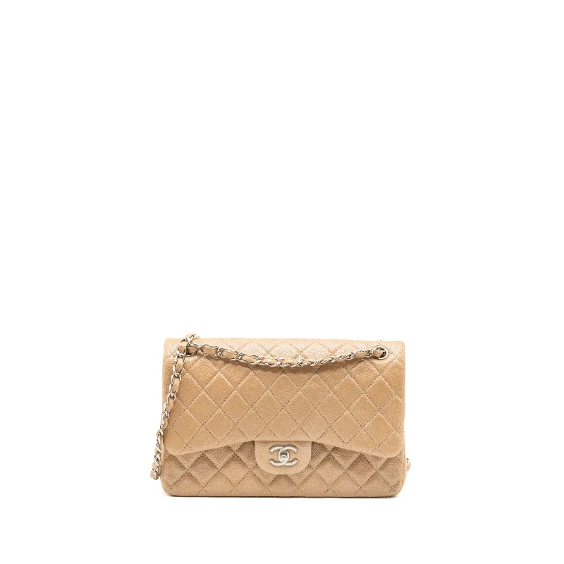 CHANEL mini flap bags -Chanel classic jumbo double flap bag caviar iridescent beige brushed SHW