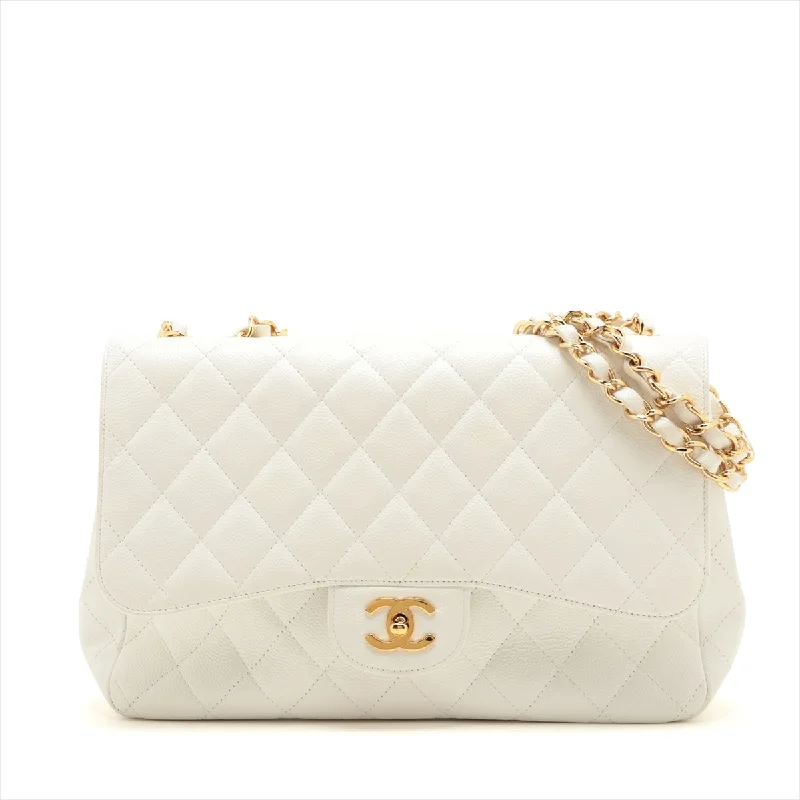 CHANEL medium flap bag -CHANEL DECAMATRASE Caviar S Single Flap Double Chain Bag White Gold  11th