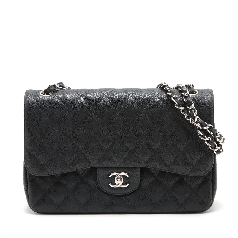 Stylish CHANEL bags with modern appeal -CHANEL DECAMATRASSE 30  Caviar S Double Flap Double Chain Bag Black Silver  15th A58600