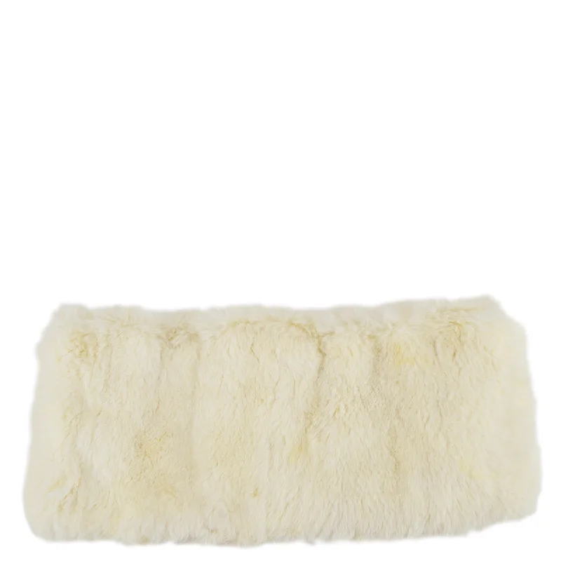 Chanel Fur Shawl Scarf White