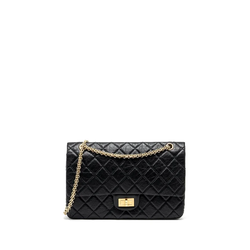 CHANEL handbags with chain strap -Chanel Large 2.55 Reissue Double Flap Bag Aged Calfskin Black GHW