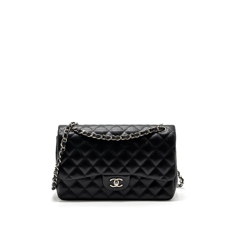 CHANEL bags with minimalist designs -Chanel Jumbo Classic Double Flap Lambskin Black SHW