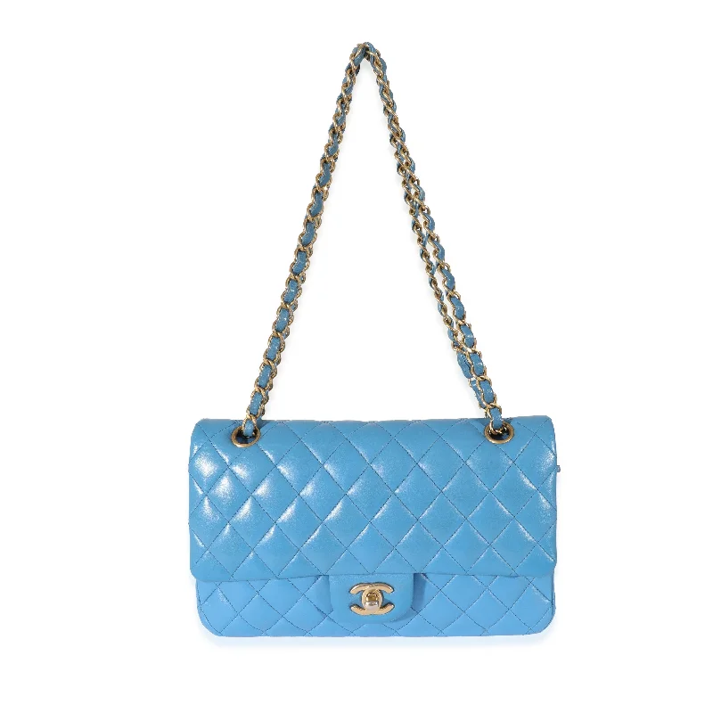 Designer CHANEL bags for fashion lovers -CHANEL Lambskin Blue Quilted Medium Double Flap Bag