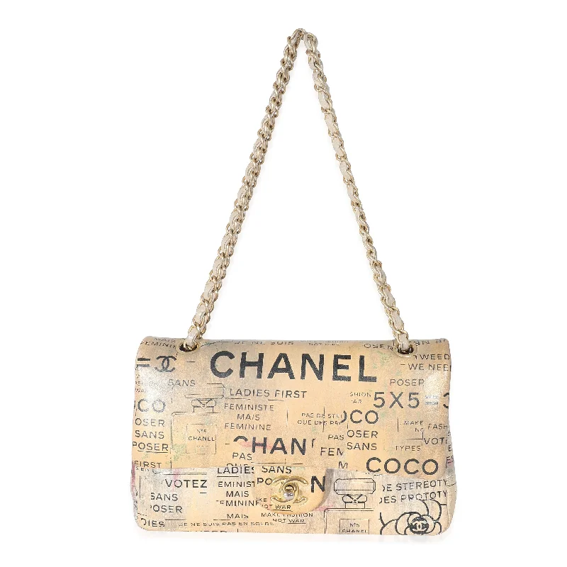 CHANEL bags for high-end fashion lovers -CHANEL Limited Edition Graffiti Newspaper Print Medium Double Flap Bag