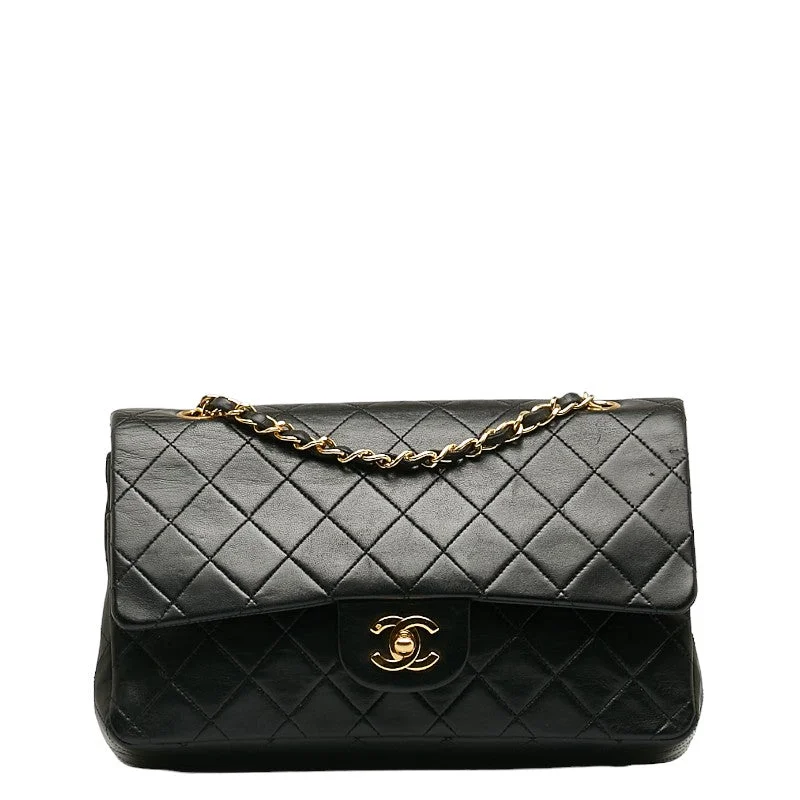 CHANEL bags with crossbody straps -Chanel Matrases 25 Double Flap Chain houlder Bag Black Leather  Chanel