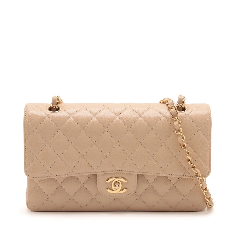 CHANEL 2025 collection bags -Chanel Matrasse Caviar S Double Flap Double Chain Bag Beige Gold