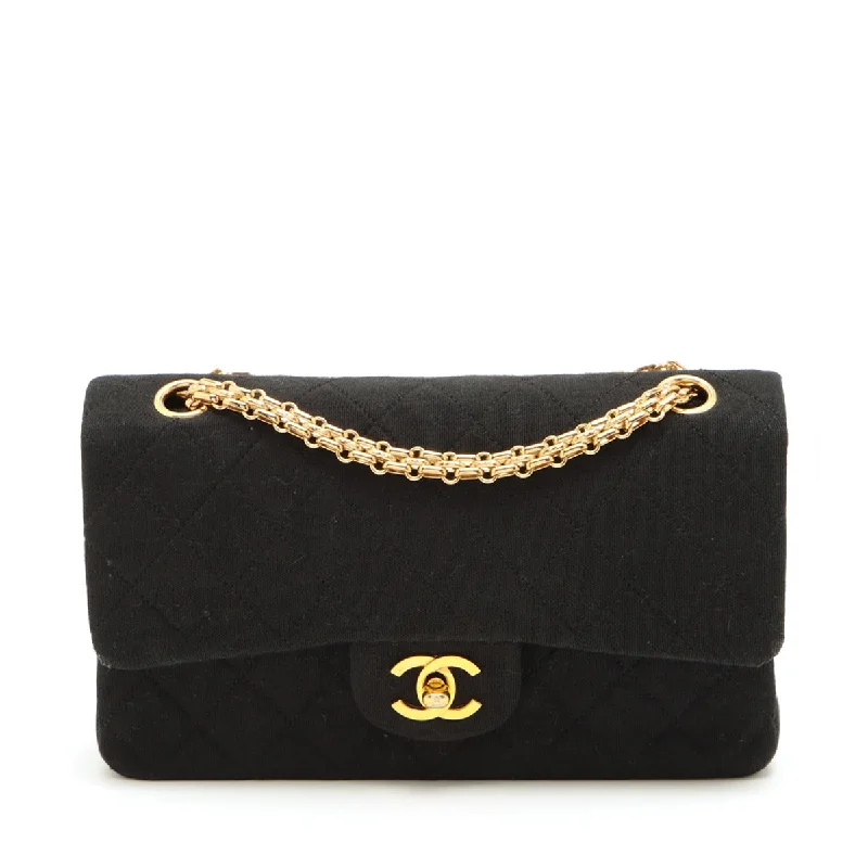 Timeless CHANEL bags with modern accents -Chanel Matrasse Cotton Double Flap Double Chain Bag Black Gold  0st