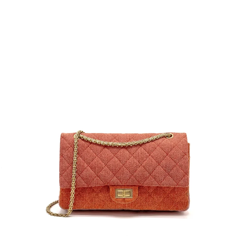 Fashion-forward CHANEL handbags -Chanel Maxi 2.55 Reissue Double Flap Bag Fabric Multicolour GHW