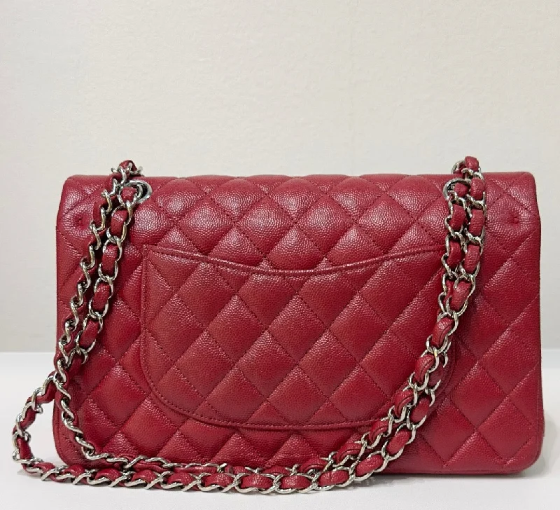 Designer CHANEL bags for formal occasions -Chanel Medium Caviar Double Flap Red Bag SHW 17B