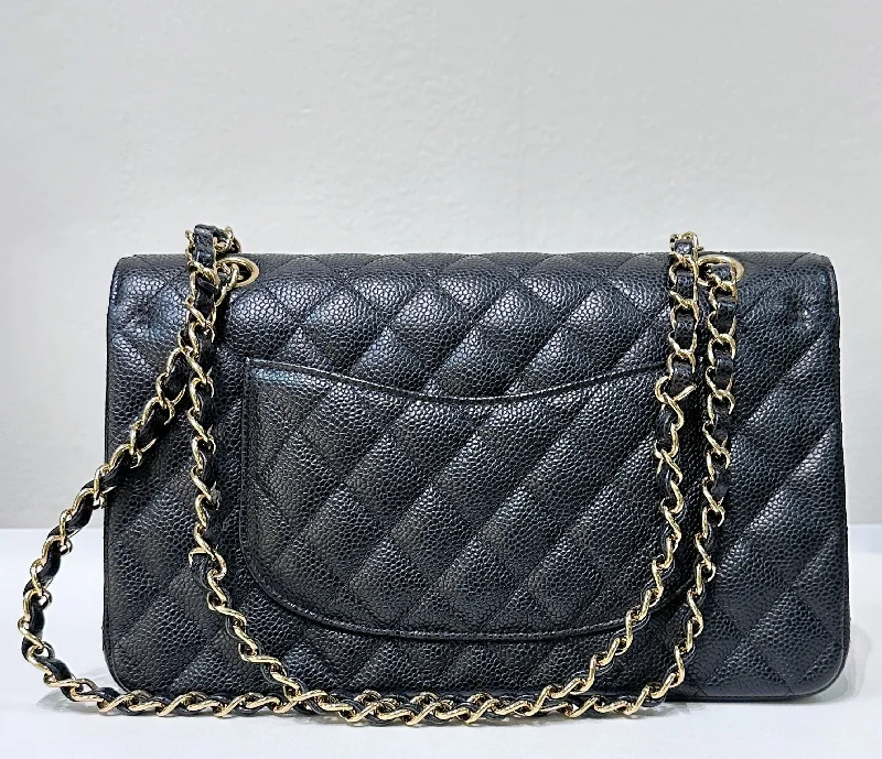 CHANEL bags with bold finishes -Chanel Medium Classic Caviar Double Flap Black GHW