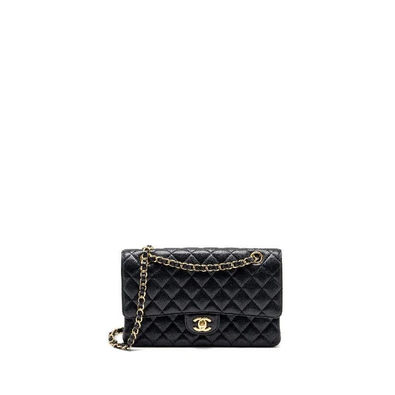 CHANEL bags with interchangeable straps -Chanel Medium Classic Double Flap Bag Caviar black GHW