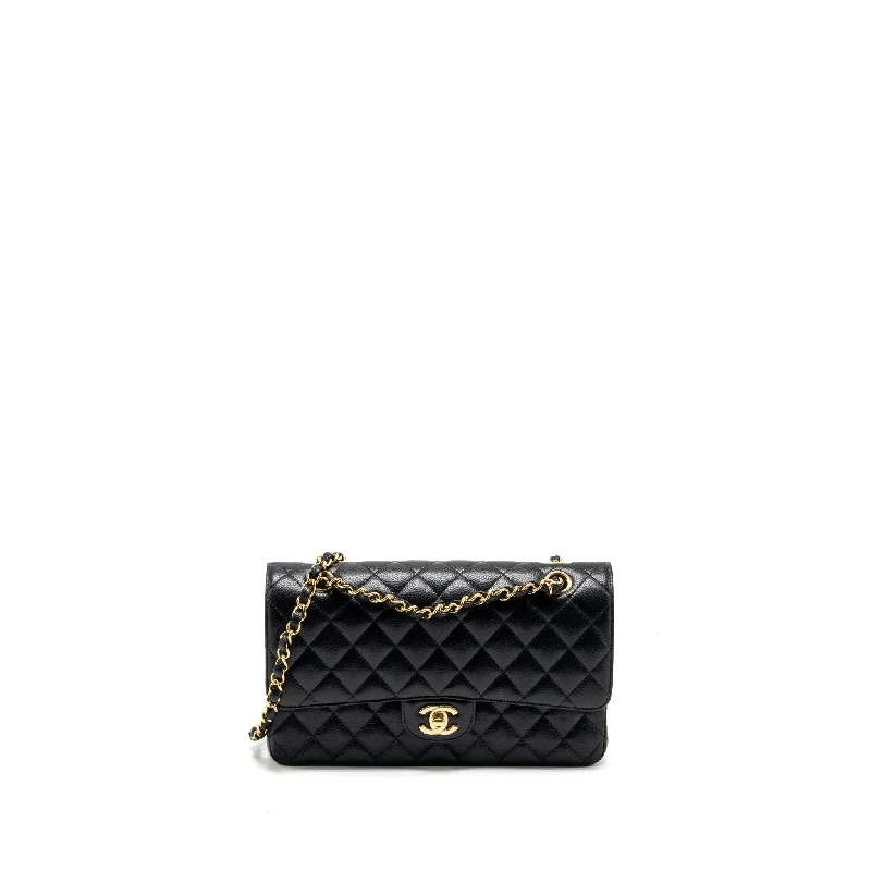 CHANEL bags with classic design -Chanel medium classic double flap bag Caviar black GHW (microchip)