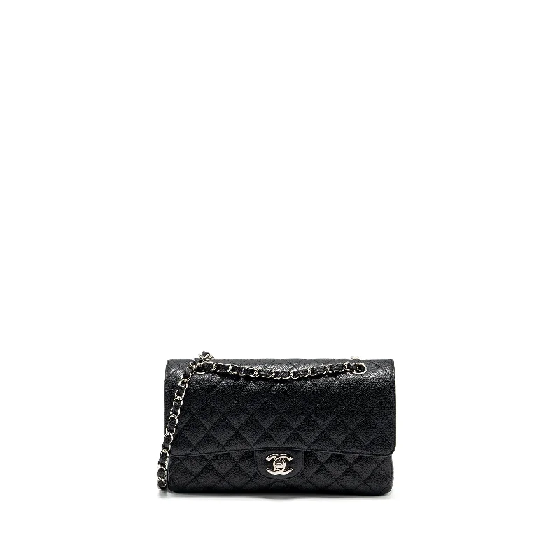 CHANEL bags with statement features -Chanel Medium Classic Double Flap Bag Caviar Black SHW