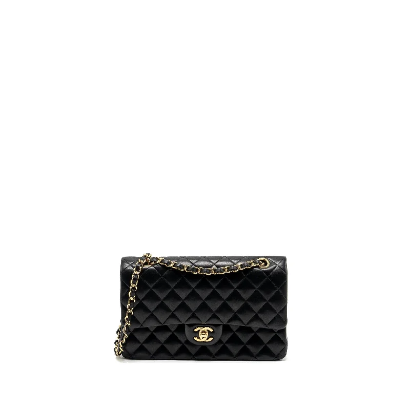 CHANEL bags with iconic quilting -Chanel Medium Classic Double Flap Bag lambskin black GHW