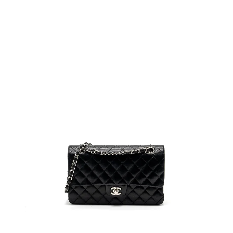 Buy CHANEL bags with glossy finish -Chanel medium classic double flap bag lambskin black SHW