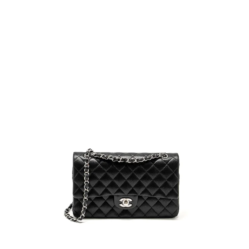 CHANEL bags with vintage appeal -Chanel Medium Classic Double Flap Bag Lambskin Black SHW (Microchip)