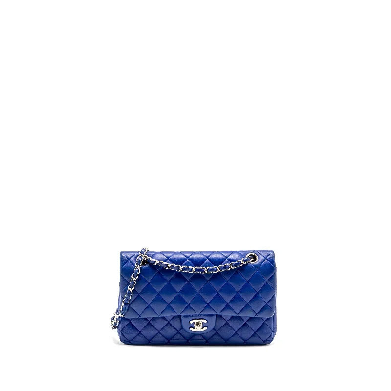 CHANEL handbags with elegant hardware -Chanel Medium Classic Double Flap Bag Lambskin Blue SHW