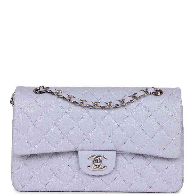 New season CHANEL bags for luxury lovers -Chanel Medium Classic Double Flap Lavender Caviar Silver Hardware