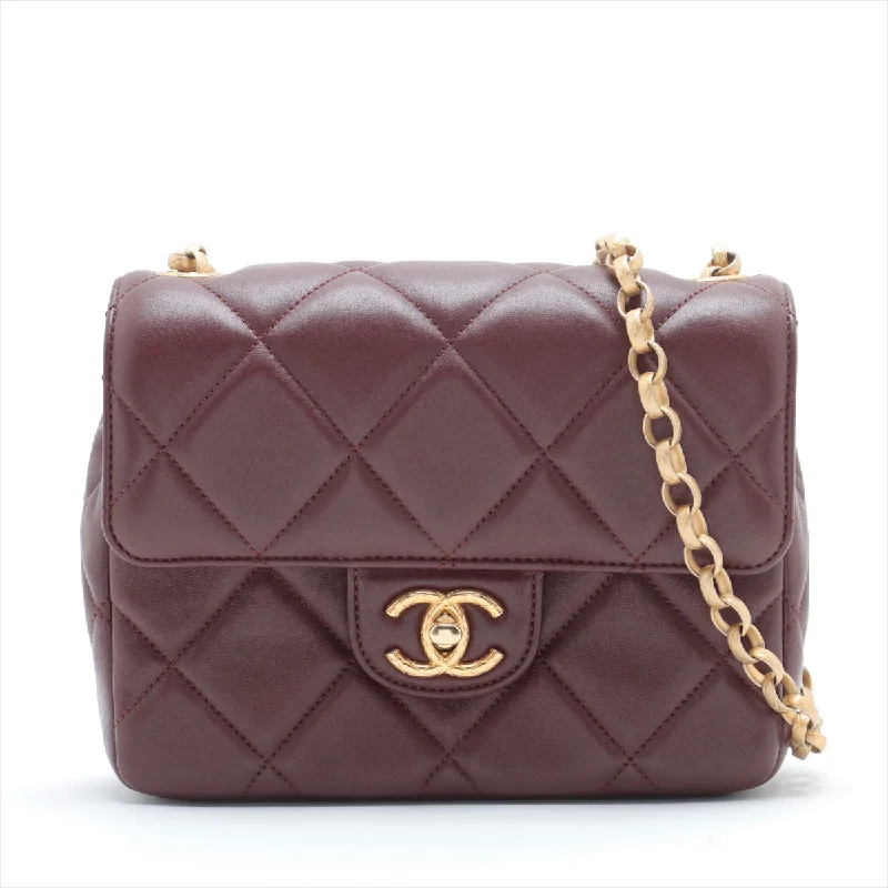 Buy CHANEL bags with embossed logo -Chanel Mini Lambskin  Single Chain Single Chain Bag Bordeaux Gold  IC Chip