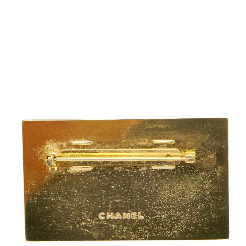 CHANEL earrings with classic detailing -CHANEL nameplate brooch gold plated ladies