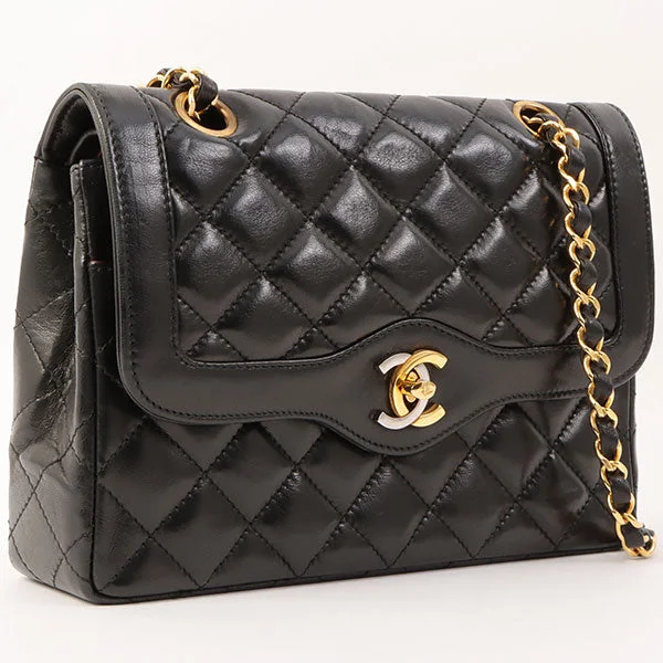 CHANEL bags with statement features -Chanel Paris Limited Desing Flap Chain Bag Black